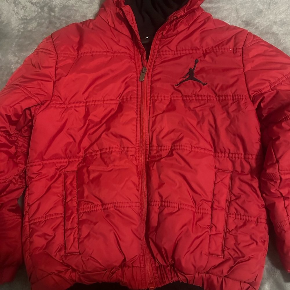 Red Puffer Jacket with Jordan Logo